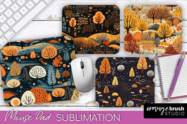 Fall Mouse Pad Designs - Autumn Forest Mousepad Sublimation Sublimation OrangeBrushStudio 