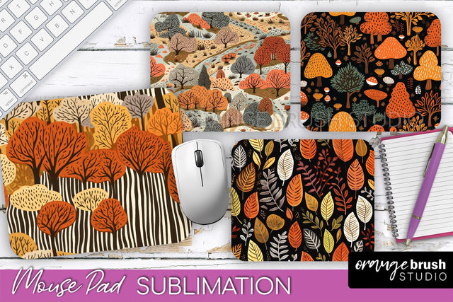 Fall Mouse Pad Designs - Autumn Forest Mousepad Sublimation Sublimation OrangeBrushStudio 