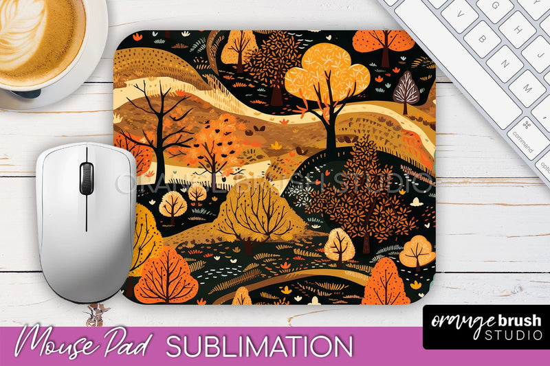 Fall Mouse Pad Designs - Autumn Forest Mousepad Sublimation Sublimation OrangeBrushStudio 
