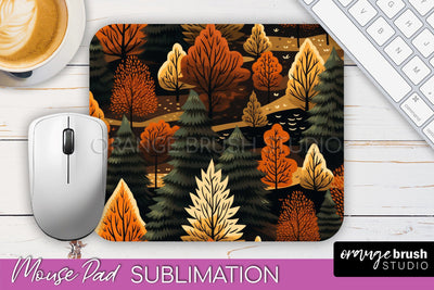 Fall Mouse Pad Designs - Autumn Forest Mousepad Sublimation Sublimation OrangeBrushStudio 