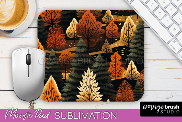 Fall Mouse Pad Designs - Autumn Forest Mousepad Sublimation Sublimation OrangeBrushStudio 