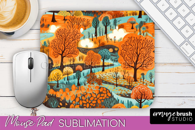 Fall Mouse Pad Designs - Autumn Forest Mousepad Sublimation Sublimation OrangeBrushStudio 
