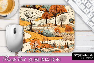 Fall Mouse Pad Designs - Autumn Forest Mousepad Sublimation Sublimation OrangeBrushStudio 