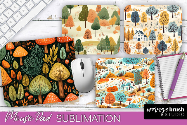 Fall Mouse Pad Designs - Autumn Forest Mousepad Sublimation Sublimation OrangeBrushStudio 