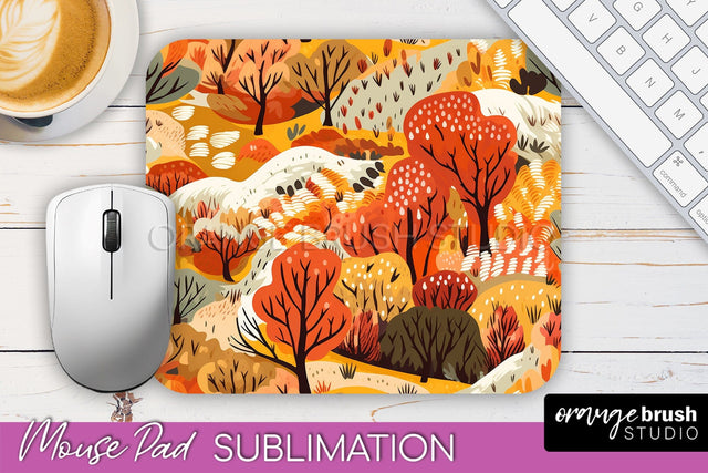 Fall Mouse Pad Designs - Autumn Forest Mousepad Sublimation Sublimation OrangeBrushStudio 