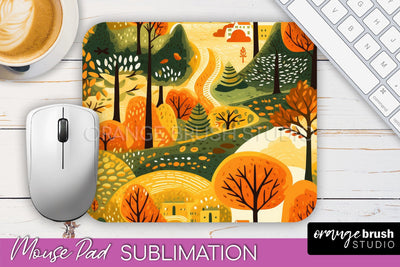 Fall Mouse Pad Designs - Autumn Forest Mousepad Sublimation Sublimation OrangeBrushStudio 