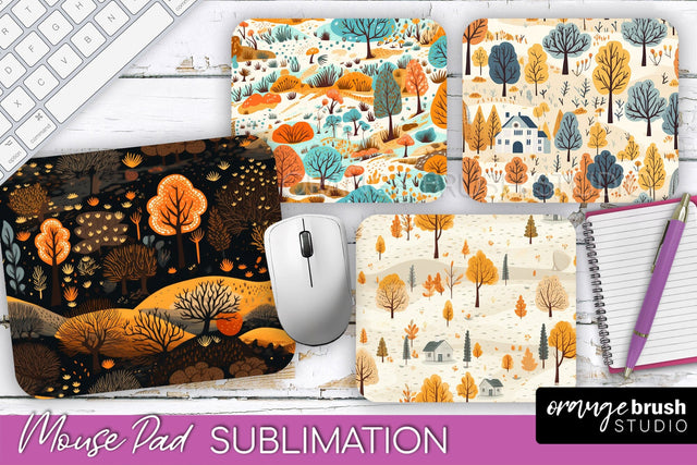Fall Mouse Pad Designs - Autumn Forest Mousepad Sublimation Sublimation OrangeBrushStudio 