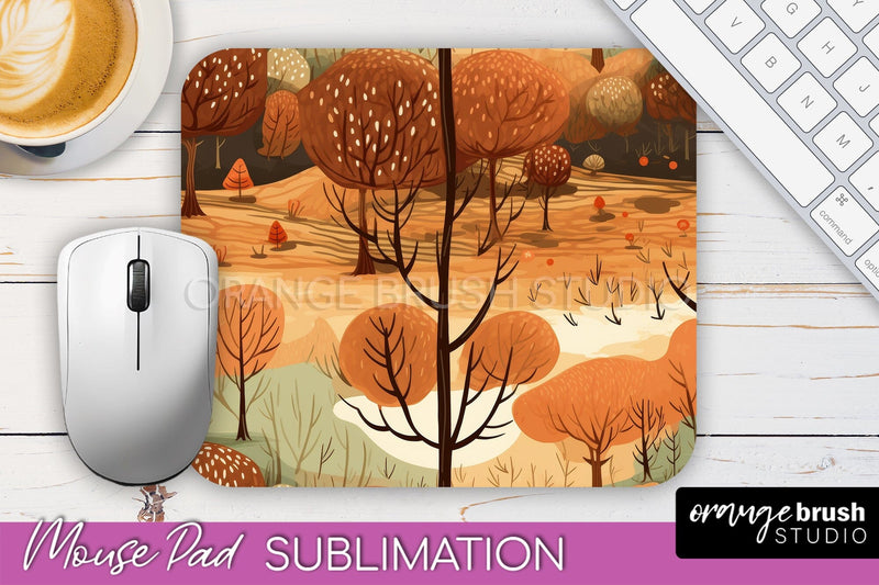 Fall Mouse Pad Designs - Autumn Forest Mousepad Sublimation Sublimation OrangeBrushStudio 