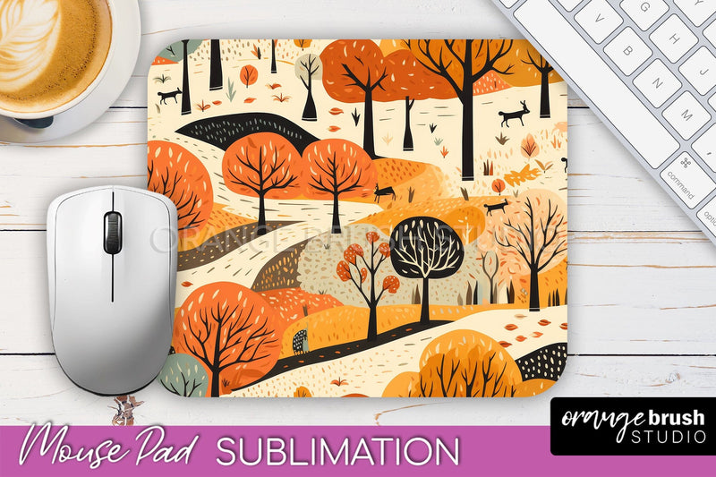 Fall Mouse Pad Designs - Autumn Forest Mousepad Sublimation Sublimation OrangeBrushStudio 