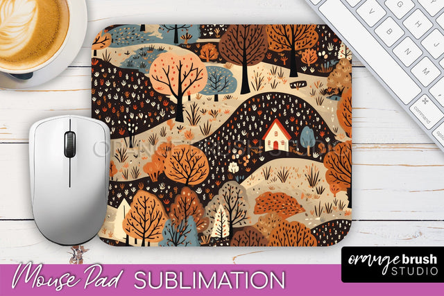 Fall Mouse Pad Designs - Autumn Forest Mousepad Sublimation Sublimation OrangeBrushStudio 
