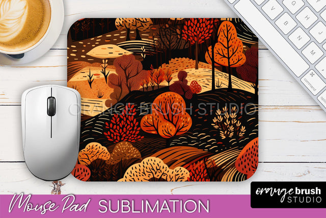Fall Mouse Pad Designs - Autumn Forest Mousepad Sublimation Sublimation OrangeBrushStudio 