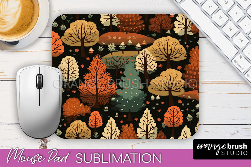 Fall Mouse Pad Designs - Autumn Forest Mousepad Sublimation Sublimation OrangeBrushStudio 
