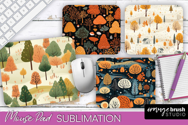 Fall Mouse Pad Designs - Autumn Forest Mousepad Sublimation Sublimation OrangeBrushStudio 
