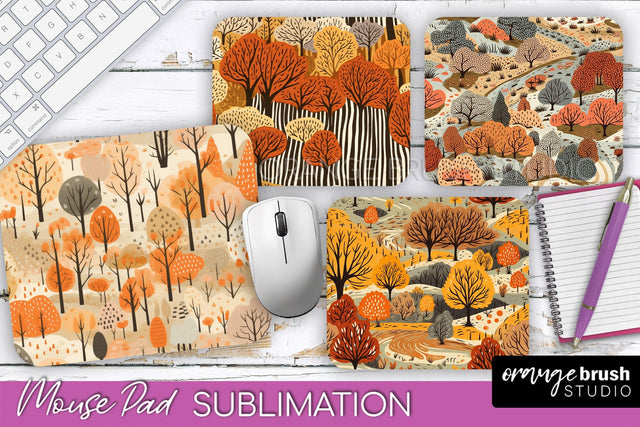 Fall Mouse Pad Designs - Autumn Forest Mousepad Sublimation Sublimation OrangeBrushStudio 