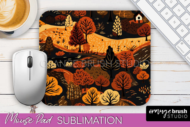 Fall Mouse Pad Designs - Autumn Forest Mousepad Sublimation Sublimation OrangeBrushStudio 