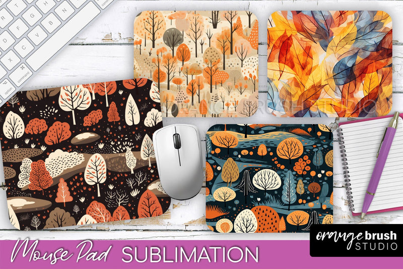 Fall Mouse Pad Designs - Autumn Forest Mousepad Sublimation Sublimation OrangeBrushStudio 