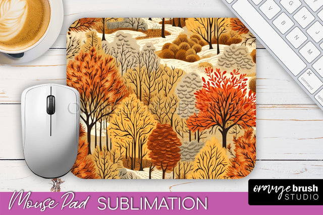 Fall Mouse Pad Designs - Autumn Forest Mousepad Sublimation Sublimation OrangeBrushStudio 