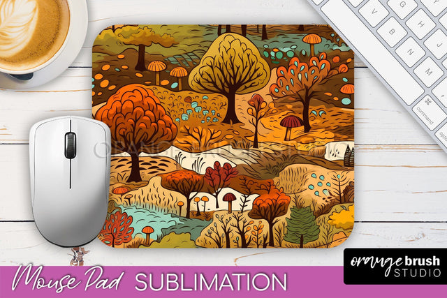 Fall Mouse Pad Designs - Autumn Forest Mousepad Sublimation Sublimation OrangeBrushStudio 