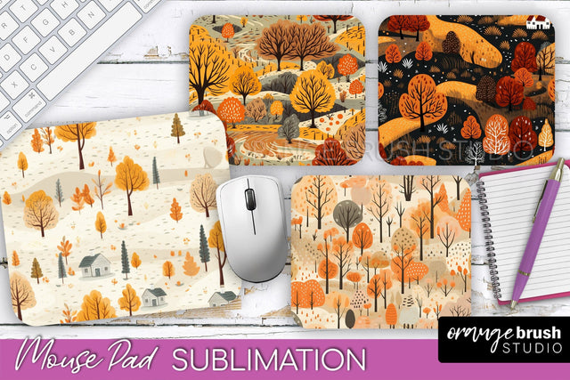 Fall Mouse Pad Designs - Autumn Forest Mousepad Sublimation Sublimation OrangeBrushStudio 