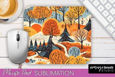 Fall Mouse Pad Designs - Autumn Forest Mousepad Sublimation Sublimation OrangeBrushStudio 