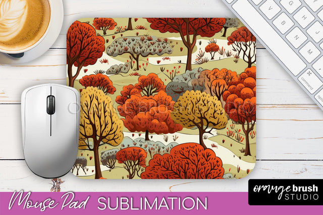Fall Mouse Pad Designs - Autumn Forest Mousepad Sublimation Sublimation OrangeBrushStudio 