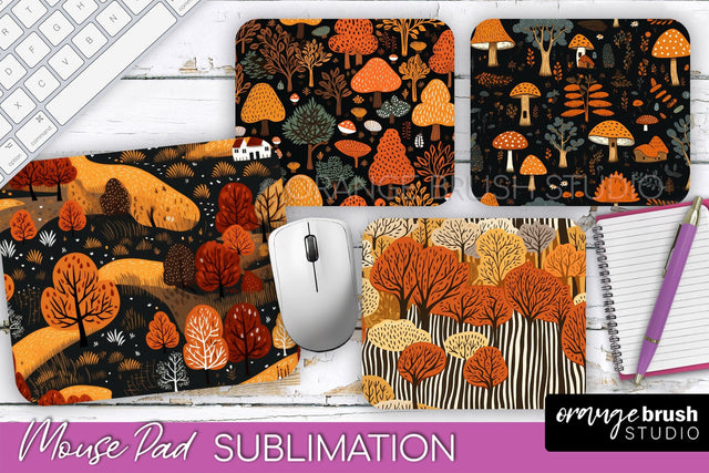 Fall Mouse Pad Designs - Autumn Forest Mousepad Sublimation Sublimation OrangeBrushStudio 