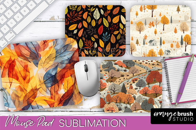 Fall Mouse Pad Designs - Autumn Forest Mousepad Sublimation Sublimation OrangeBrushStudio 