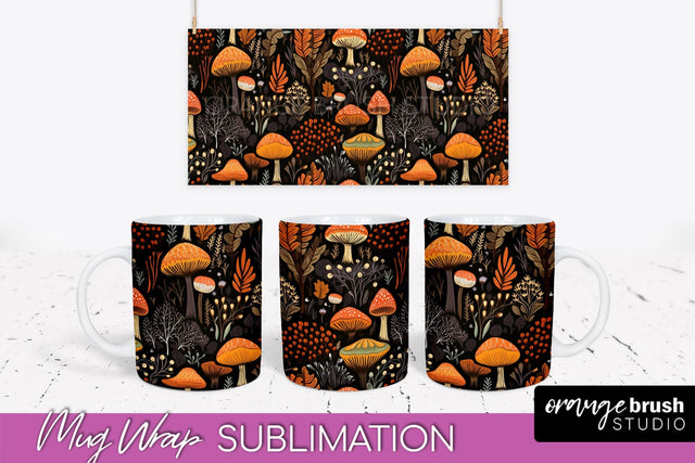 Fall Mug Wrap - Autumn Forest PNG Sublimation Design Sublimation OrangeBrushStudio 