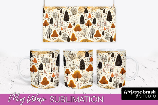 Fall Mug Wrap - Autumn Forest PNG Sublimation Design Sublimation OrangeBrushStudio 