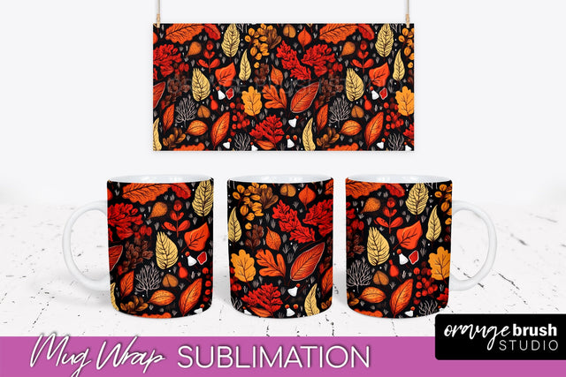 Fall Mug Wrap - Autumn Forest PNG Sublimation Design Sublimation OrangeBrushStudio 