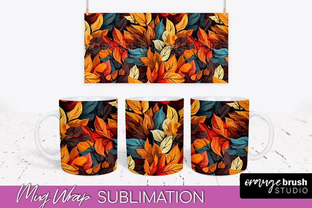 Fall Mug Wrap - Autumn Forest PNG Sublimation Design Sublimation OrangeBrushStudio 