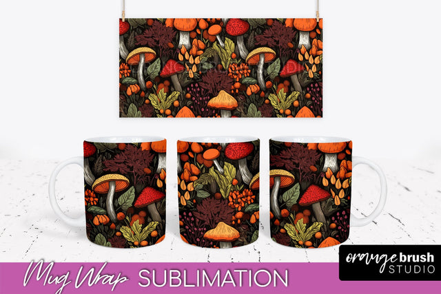 Fall Mug Wrap - Autumn Forest PNG Sublimation Design Sublimation OrangeBrushStudio 