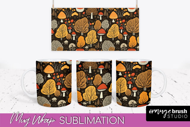 Fall Mug Wrap - Autumn Forest PNG Sublimation Design Sublimation OrangeBrushStudio 