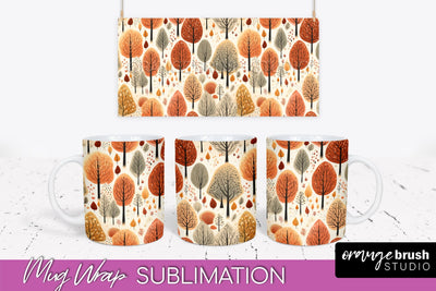 Fall Mug Wrap - Autumn Forest PNG Sublimation Design Sublimation OrangeBrushStudio 