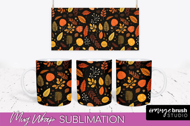 Fall Mug Wrap - Autumn Forest PNG Sublimation Design Sublimation OrangeBrushStudio 