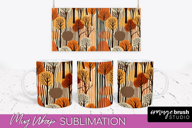 Fall Mug Wrap - Autumn Forest PNG Sublimation Design Sublimation OrangeBrushStudio 