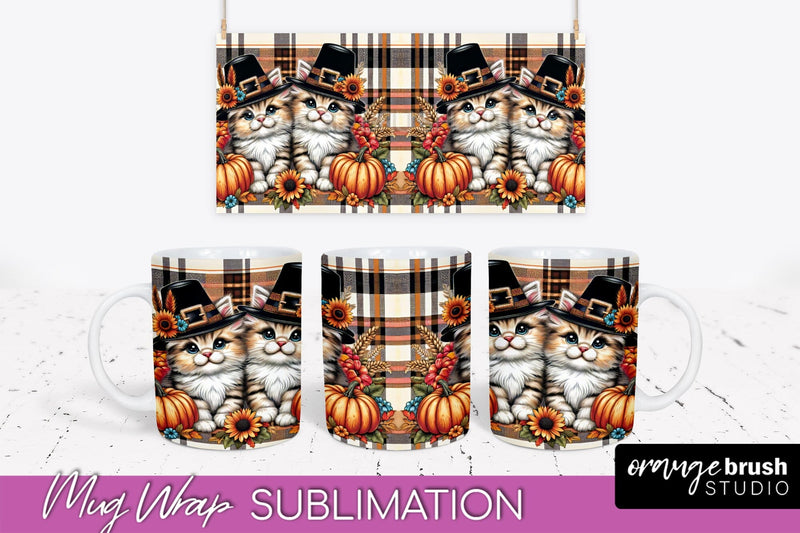 Fall Mug Wrap - Cute Cat Mug PNG Sublimation Design Sublimation OrangeBrushStudio 