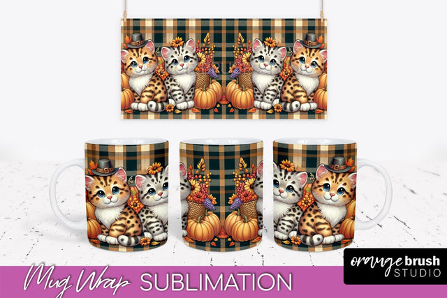 Fall Mug Wrap - Cute Cat Mug PNG Sublimation Design Sublimation OrangeBrushStudio 