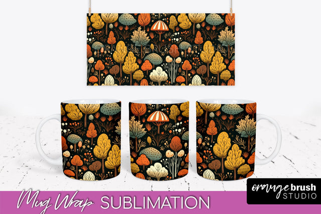 Fall Mug Wraps - Autumn Forest PNG Sublimation Designs Sublimation OrangeBrushStudio 