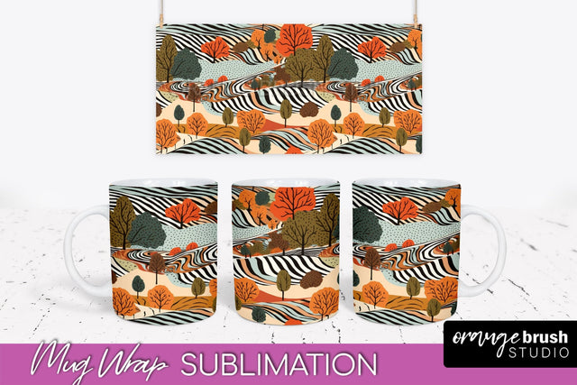 Fall Mug Wraps - Autumn Forest PNG Sublimation Designs Sublimation OrangeBrushStudio 