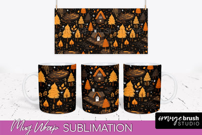Fall Mug Wraps - Autumn Forest PNG Sublimation Designs Sublimation OrangeBrushStudio 