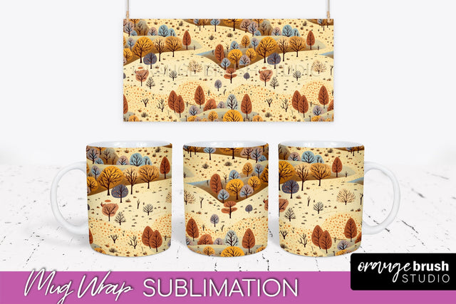 Fall Mug Wraps - Autumn Forest PNG Sublimation Designs Sublimation OrangeBrushStudio 