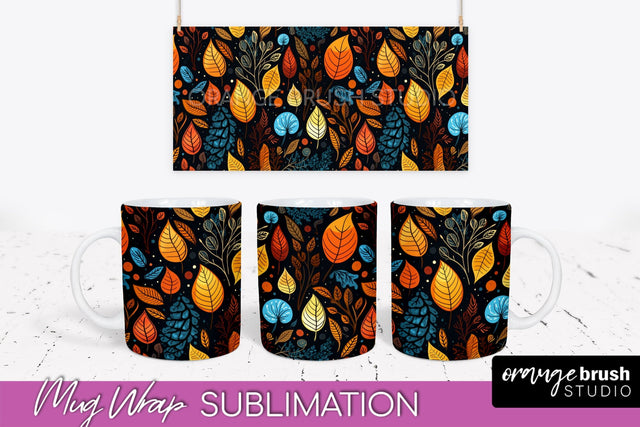 Fall Mug Wraps - Autumn Forest PNG Sublimation Designs Sublimation OrangeBrushStudio 