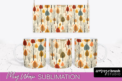Fall Mug Wraps - Autumn Forest PNG Sublimation Designs Sublimation OrangeBrushStudio 