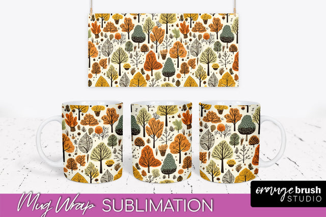 Fall Mug Wraps - Autumn Forest PNG Sublimation Designs Sublimation OrangeBrushStudio 