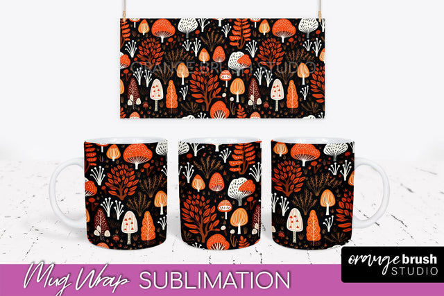 Fall Mug Wraps - Autumn Forest PNG Sublimation Designs Sublimation OrangeBrushStudio 