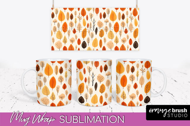 Fall Mug Wraps - Autumn Forest PNG Sublimation Designs Sublimation OrangeBrushStudio 