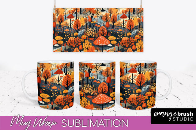 Fall Mug Wraps - Autumn Forest PNG Sublimation Designs Sublimation OrangeBrushStudio 