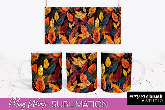 Fall Mug Wraps - Autumn Forest PNG Sublimation Designs Sublimation OrangeBrushStudio 