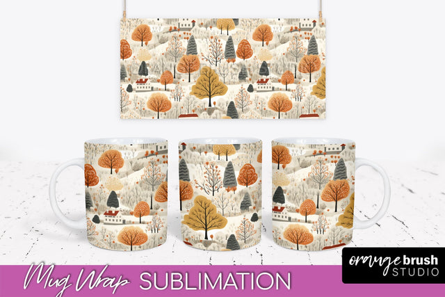 Fall Mug Wraps - Autumn Forest PNG Sublimation Designs Sublimation OrangeBrushStudio 